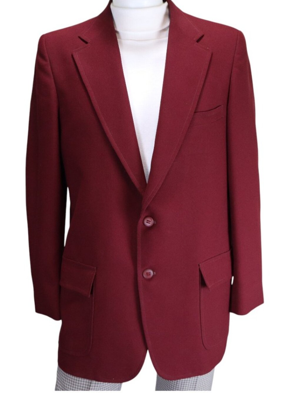 Vintage Master Crafted Burgundy Blazer Mens 44L EST Olympic Games Jacket USA